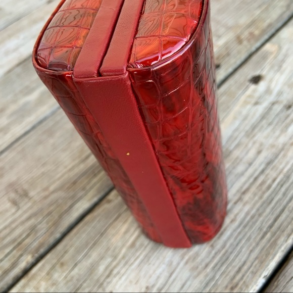 Isabella Fiore Croc Embossed Hardshell Bag Purse - Picture 8 of 10